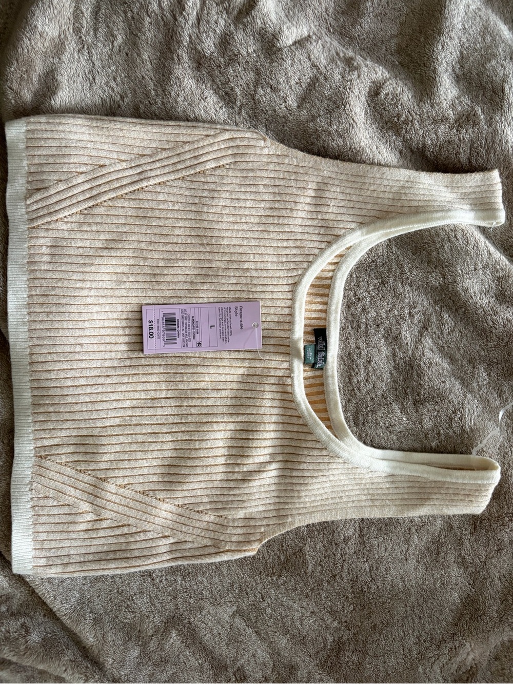 wild fable Cream Ribbed Knit Crop Tank